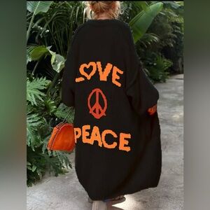 LOVE AND PEACE LONG SWEATER CARDIGAN